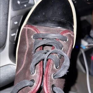 Lanvin Black and Burgundy Men's Sneakers